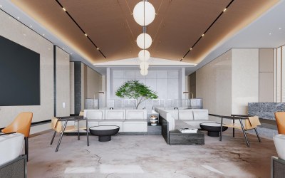 现代售楼处洽谈区3D模型下载